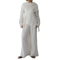 Nouvelle Collection Abaya Dubaï Vêtements Femme Ensemble Irrégulier Haut, Pantalon et Cape avec Broche en Polyester Froncé Vêtements Islamiques