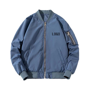 Autumn Trendy Unisex Custom School Uniform Workwear Logo Solid Color Stand Collar <strong>Trench</strong> <strong>Coat</strong> Zipper Casual for Flight Jacket - Product Image 1