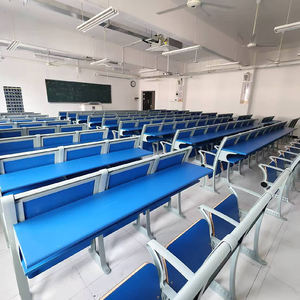 Chaise d'étudiant et bureau d'université modernes en alliage d'aluminium bleu avec tableau d'écriture, combinaison chaise et bureau scolaire - Product Image 3