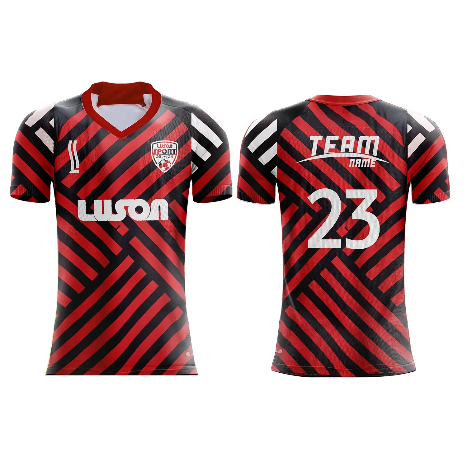 Luson Tailândia Qualidade Fornecedor Personalizável Camisa de Futebol Flamengo de Futebol Vermelho e Preto Camisas de Futebol para toda a equipe