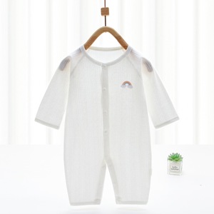 Combinaison Bébé Manches Longues Fine et Douce <span class=keywords><strong>pour</strong></span> l'Été, Sans Coutures, Vêtements Climatiseurs <span class=keywords><strong>pour</strong></span> Nouveau-né, Ensemble de Sous-vêtements Personnalisable avec Logo - Product Image 2