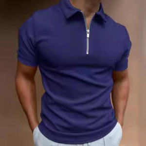 2025 collezione estiva europea americana t-shirt POLO da <span class=keywords><strong>uomo</strong></span> con cerniera stampata 3D a maniche corte tinta unita XL abbinata <span class=keywords><strong>abito</strong></span> Casual - Product Image 3