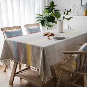 Modern Design Printed Custom Size Polyester Linen Cotton Table Cloth