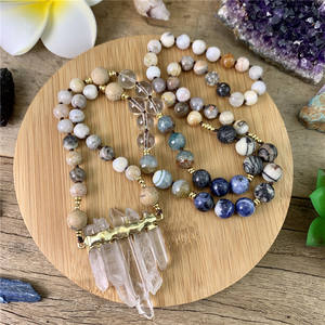 LS-E1143 Lungo Annodato la Collana, di Chip di Cristallo Al Quarzo Branelli Allentati Artigianale Collana <span class=keywords><strong>Mala</strong></span> Borda la Collana, Monili di Yoga - Product Image 2