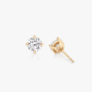 Boucles d'oreilles clous de luxe en diamant brillant de laboratoire, personnalisables OEM/ODM, en or 14K/18K/22K pour femme, avec diamants latéraux de 0,5 ct, fermeture push-back - Product Image 1