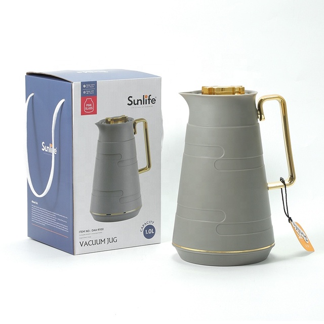DAA-R100 Vacuum Jug 1 Litre Quick Press Closure 12 Hours Hot 24 Hours Cold Glass Flask Made in China