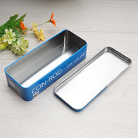 Boîte en métal rectangulaire personnalisée de 167x65x40mm, boîte de rangement en tôle avec couvercle amovible pour accessoires d'appareil photo et gadgets
