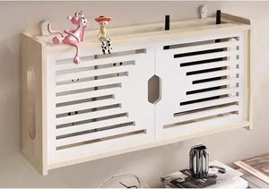 Personalizado madeira parede armazenamento prateleira caixa cabos e router suporte Router parede madeira cabo parede caixa marrom fio armazenamento caixas - Product Image 5