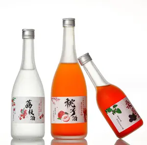 Venta caliente 100mL 250ml 500ml 1000ml Frosted Clear Plum Fruit Juice Ice Wine Glass Bottle con tapas de aluminio