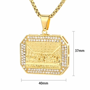 Collar <span class=keywords><strong>de</strong></span> Moda con Colgante <span class=keywords><strong>de</strong></span> <span class=keywords><strong>la</strong></span> Última Cena <span class=keywords><strong>de</strong></span> Jesús, Estilo Hip Hop, Religioso, Impermeable, <span class=keywords><strong>de</strong></span> Acero Inoxidable, Antideslustre, para Hombre - Product Image 1