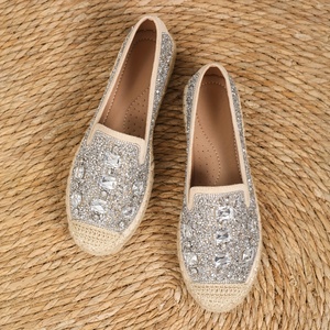 NOVEDAD DE VERANO 2025, zapatos de <span class=keywords><strong>pescador</strong></span> con suela de paja y diamantes de imitación elegantes y cómodos para mujer, <span class=keywords><strong>Sandalias</strong></span> planas versátiles informales - Product Image 5