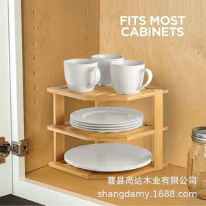 Home <b>kitchen</b> dish and utensil storage <b>rack</b>, corner seasoning <b>rack</b>, multi-layer wooden shelf - Product Image 2