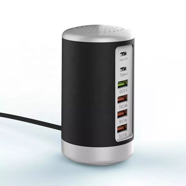 CE FCC ROHS Certified 40W USB Hub Charging Station 6 Port Charger with PD Function Fast Desktop Multi-Port Mobile Phone Chargers