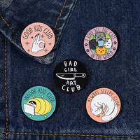 Broches de esmalte para niñas, insignias de solapa con diseño divertido y personalizado, ideales para decorar los clubs, la solapa y los gatos