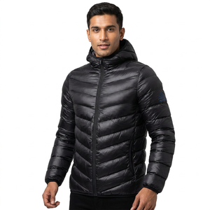 Chaqueta de Plumón de Poliéster de Alta Calidad para Hombre, Diseño de Burbujas, Manga Larga, Impermeable, Cortavientos, con Capucha, Cierre de Cremallera Térmico - Product Image 1
