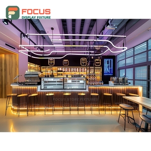 Commercial Coffee Service <b>Counter</b> Front Checkout Zone Condiment Shelf Cafe Service <b>Counter</b> - Product Image 6