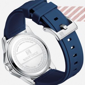 NAVIFORCE 8031 Orologio da Uomo Sportivo in Silicone Impermeabile Orologi al Quarzo da Uomo Moda Luminoso con Calendario Orologio da Polso Argento Blu - Product Image 5