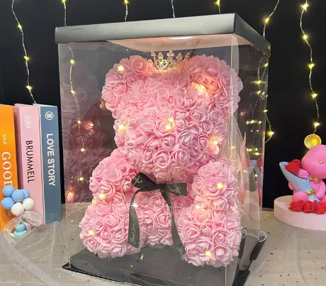 Caja de regalo exquisita de oso rosa más vendida 25/40cm espuma Rosa oso de peluche regalo del Día de San Valentín