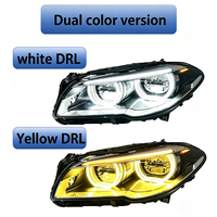 Feux avant LED Angel Eyes LIANGTU pour BMW F10 F11 F18 Série 5, double couleur blanc jaune, DRL, ensemble de phares à commutation