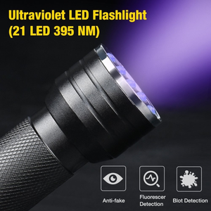 21LED UV Flashlight UV Light Profession Scorpion Detector Hunter Finder Ultraviolet Black Light 395nm Find Urine &amp; Bodily <strong>Fluis</strong> - Product Image 4