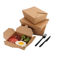Vente chaude Recyclé Brun Kraft Papier De Qualité Alimentaire Boîte D'emballage Salade Sandwich À Emporter Alimentaire Boîte À Lunch 800ml