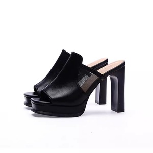 Exquisitos sandalias de tacón cuadrado con plataforma y malla, estilo mule, punta abierta, calzado sexy de primera calidad, regalo para señoritas, verano - Product Image 5