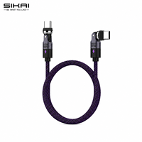 Câble USB C vers USB C SIKAI 240W 5A PD 3.1 Double 540 °   Câble de charge rapide tressé en nylon rotatif avec E-Marker pour téléphone de jeu