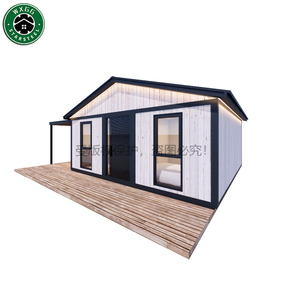 Light Steel Frame White Wood Grain Prefab Home Wooden Terrace Awning & <b>LED</b> Lighting Modular Backyard Guest House - Product Image 1