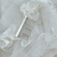 Voile de mariée romantique à double couche en perles françaises, tissu floral, voiles de mariée principaux, voiles de mariage longs pour photos de voyage, voiles de mariée cathédrale