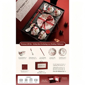 Juego de Taza y Platillo de Té con Diseño Floral Rojo, Taza de Té de Cerámica, Platillo, Caja de Regalo, Vajilla para Servir Té - Product Image 3