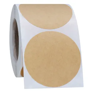 Hybsk 2 "Round Brown Kraft Adesivi di Carta di Imballaggio di Tenuta Totale 300 Etichette Per Rotolo