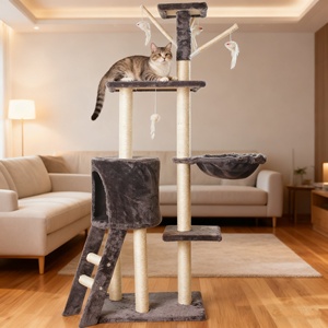 Venta al por mayor caliente de gran tamaño de madera mascota rascador casa torre condominio gato árbol - Product Image 1