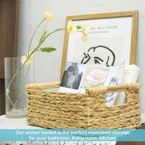 Fabrika Toptan Satış Dikdörtgen Tasarım Sümbül Orta Boy Hasır Saplı Sepet - Product Image 6