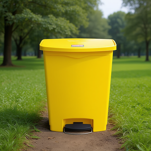 Bidone della Spazzatura con Pedale Frontale Giallo 90 L in Plastica per Uso Commerciale - Product Image 3