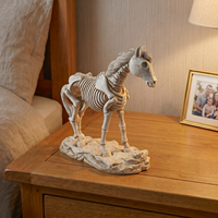 Figurine de squelette de cheval en résine, sculpture animale, décoration d'Halloween, ornement de maison, décoration de bar, cadeau artisanal décoratif pour fête