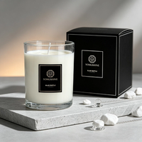 Bougie en verre lourd rond vide de luxe moderne de 6,8 oz (200 ml) avec couvercle en liège personnalisé et logo couleur