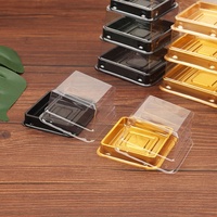 Boîte à gâteau en plastique PET jetable de qualité alimentaire personnalisée, boîte à dessert transparente pour boulangerie avec couvercle, impression par transfert thermique