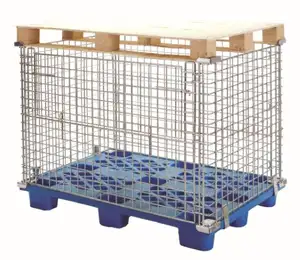 Zinc Coated Wire Steel Storage Container Wire Mesh Pallet Cage
