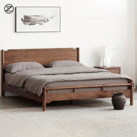 Lit en bois massif d'Amérique du Nord, nouveau lit en noyer noir chinois, style moderne minimaliste, lit double pour chambre principale, personnalisable