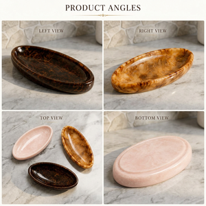 Oval <b>Ceramic</b> Soap Dish Set Handmade Polished Minimalist Design Butter <b>Plate</b> for Bathroom Vanity Decor - Product Image 1