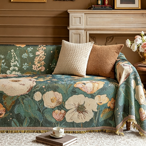 Copridivano Vintage Floreale in Poliestere e Cotone per Divano Componibile, Coperta Jacquard Tessuta per Arredamento Casa e Hotel - Product Image 2