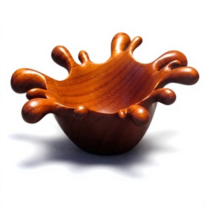 Handmade Wooden Tabletop <b>Bowl</b> Contemporary Design Natural Finish Artisan Crafted Decorative Serving <b>Bowl</b> Home Kitchen - Product Image 3