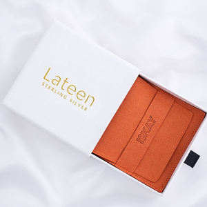 Lateen <b>Small</b> Orange Microfiber & Paper Jewelry Pouch with Envelope Flap Custom Logo <b>Slide</b> Customizable Size Paper Box Packaging - Product Image 4