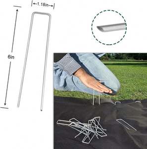 धातु बाड़ पोस्ट गैल्वेनाइज्ड यू आकार के ग्राउंड एंकर जे प्रकार के स्टेपल गार्डन हिस्सेदारी कृत्रिम टर्फ घास के लिए - Product Image 4