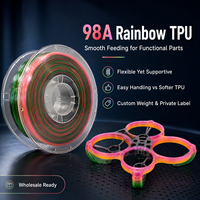 Filamen TPU 98A Pelangi 1.75mm dengan Warna Gradasi Cetak Elastis, Filamen 3D Semi Rigid Fleksibel untuk Grosir OEM