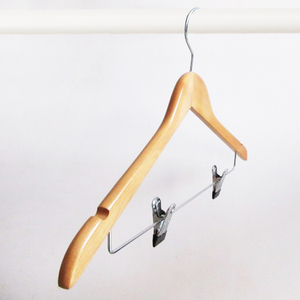 Flat Thin Notched Silver Hook Durable Anit Slip Solid Lotus Wood Clothes For Eco Boutique Thin Wooden <b>Hangers</b> - Product Image 2