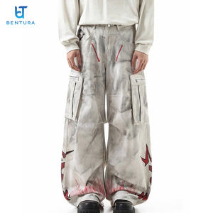Pantaloni Cargo BENTURA OEM Street Wear con Stampa Serigrafica, <span class=keywords><strong>Jeans</strong></span> in Denim Sbiadito con Ricamo a Stella Personalizzato per Uomo - Product Image 1