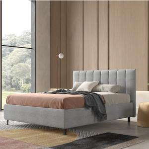 Lit double avec rangement en tissu gris clair - Product Image 1