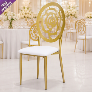 Silla Chiavari de lujo con respaldo ovalado de ratán, metal cromado brillante, dorada, para bodas, eventos, banquetes, fiestas, hoteles, restaurantes. - Product Image 4