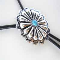 Collier Lariat en pierre turquoise en alliage de zinc à la mode chinoise avec chaîne à brins unisexe marque colorée-vente en gros